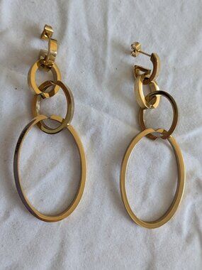 🌸 4 Chain Stud Dangling Earrings in Gold by Rachel Zoe